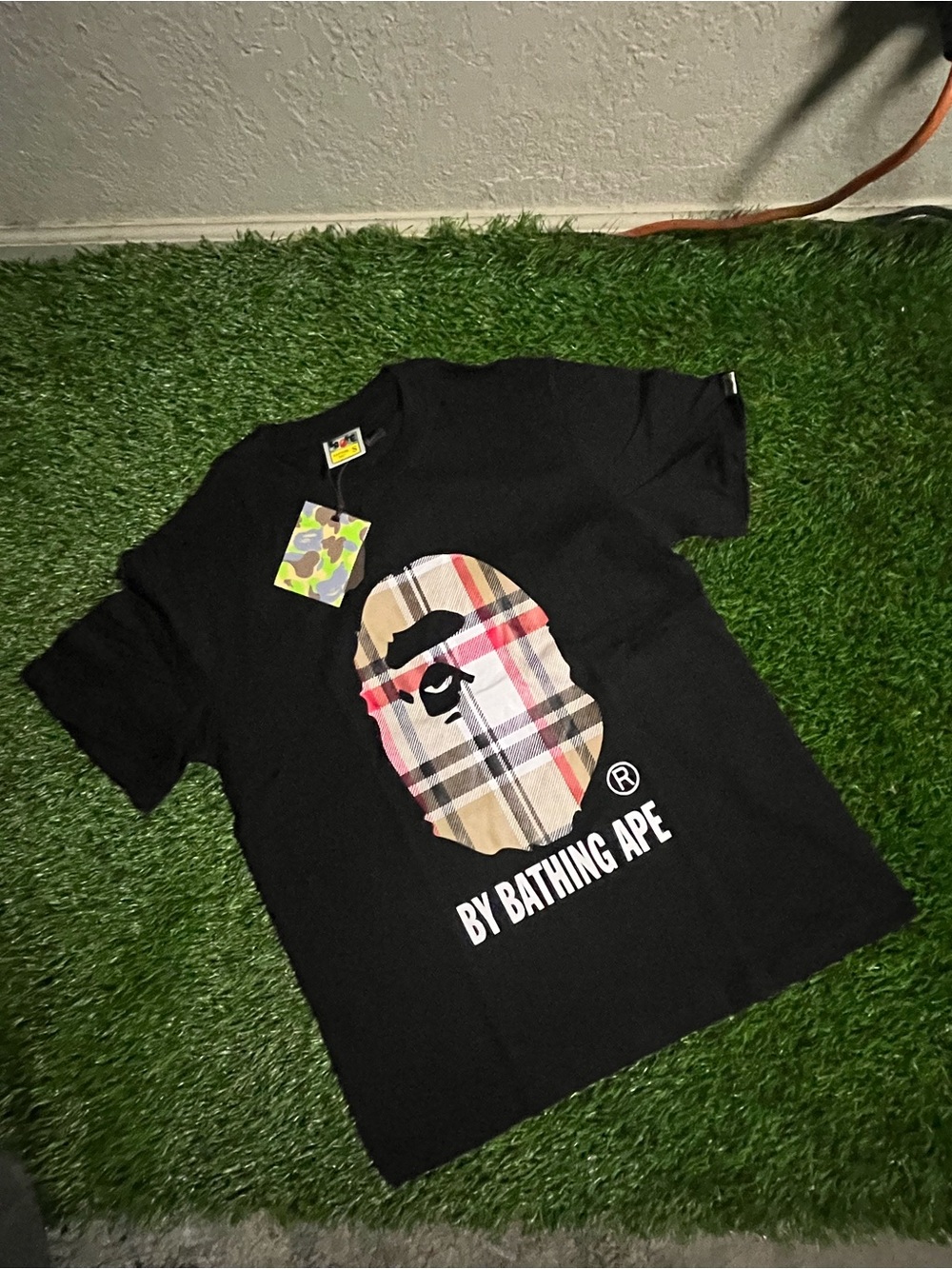 Kids Black Plaid Logo Tee